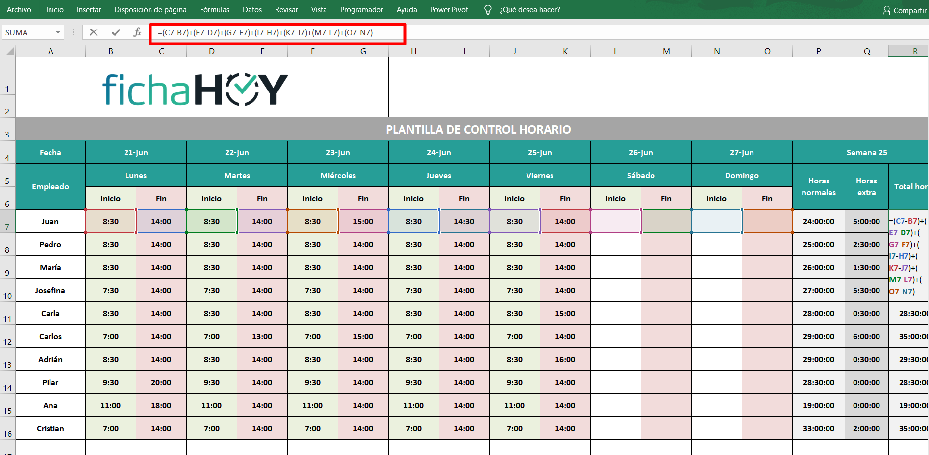 Hoja De Control Horario En Excel Gratis Fichahoy