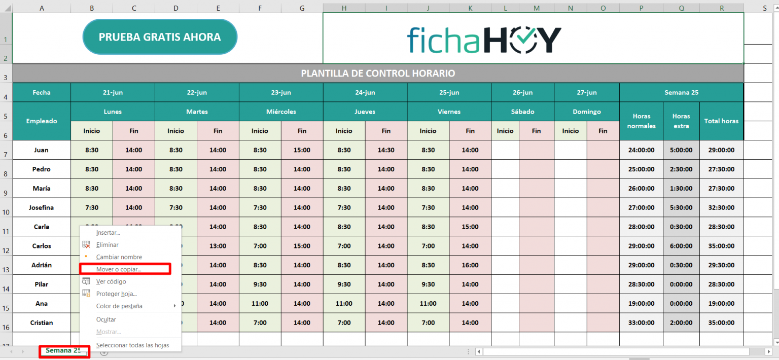 Hoja De Control Horario En Excel Gratis Fichahoy 1526