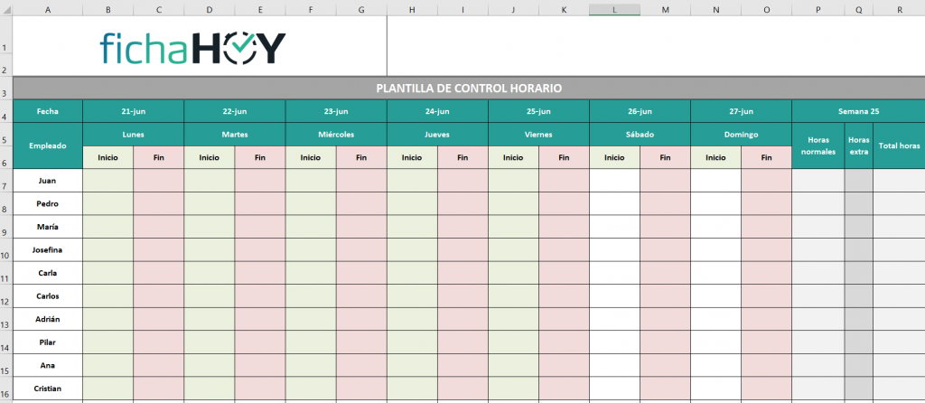 Quieres llevar un control horario de los empleados con Excel?