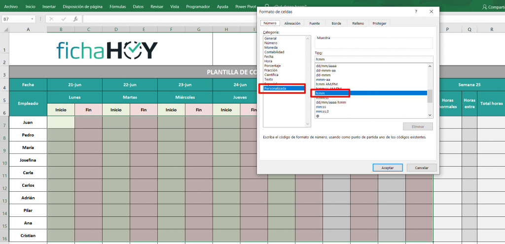 Plantilla control horario Excel gratis - Trogis